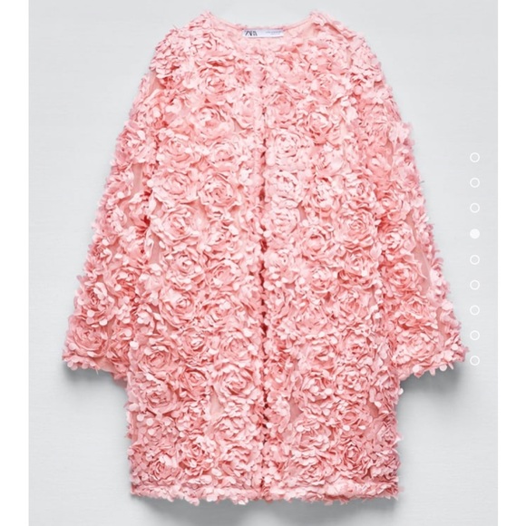 Zara Floral Textured Knit Coat - Picture 2 of 11